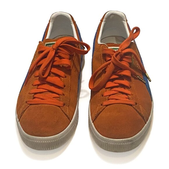Puma Clyde NYC 361355-01 Sneakers - Mens Size US 9.5 Vibrant Orange & Royal Blue - Picture 3 of 7